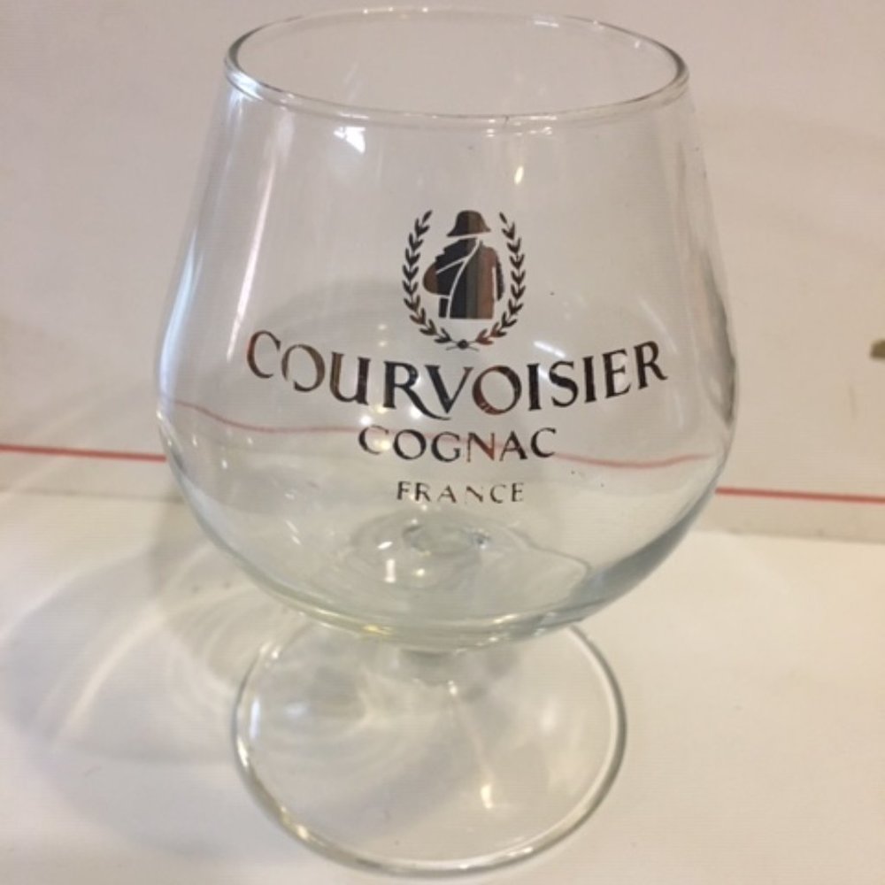 VTG Set of 2 Courvoisier Cognac Snifter FRANCE 4.5” Stem Glass Gold Lettering - Picture 2 of 6